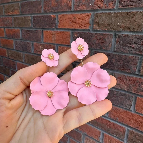 Blossom Pink Flower Earrings - Picture 9 of 9